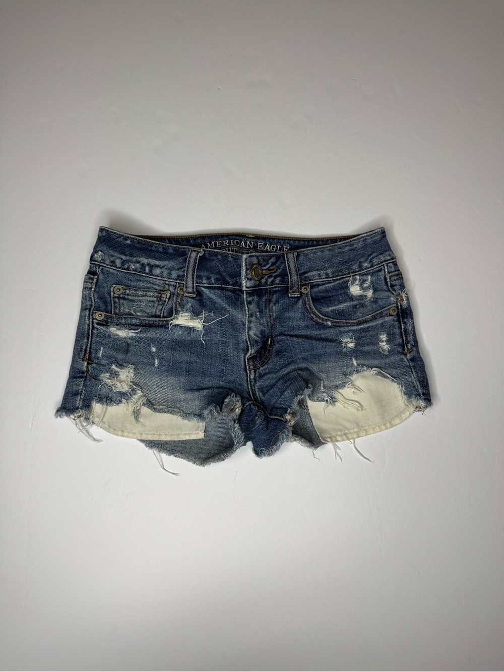 American Eagle Shortie Shorts Size 0 Distressed Denim Cutoff Jean Shorts 2015